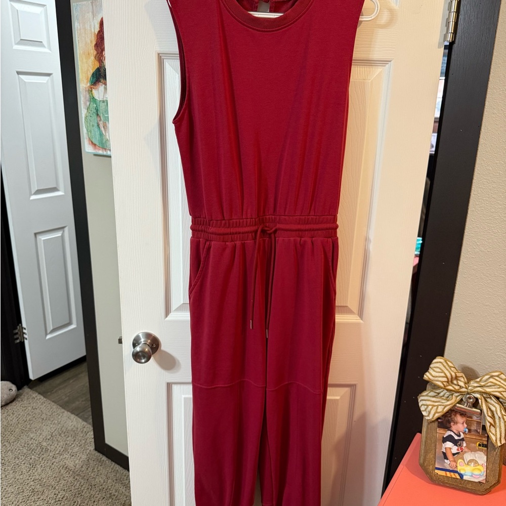 Sleeveless Red Jumpsuit